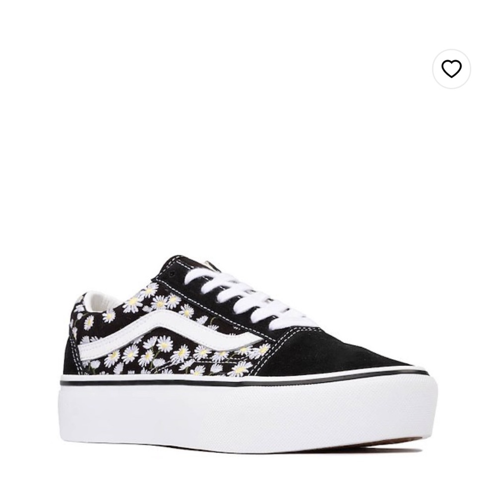 Vans Black Daisy Platform Old Skool Sneakers